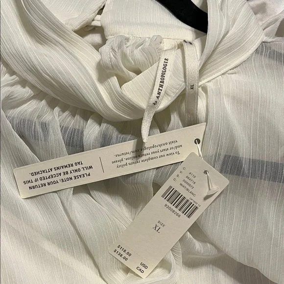 Anthropologie White Sheer Blouse - Picture 2 of 6